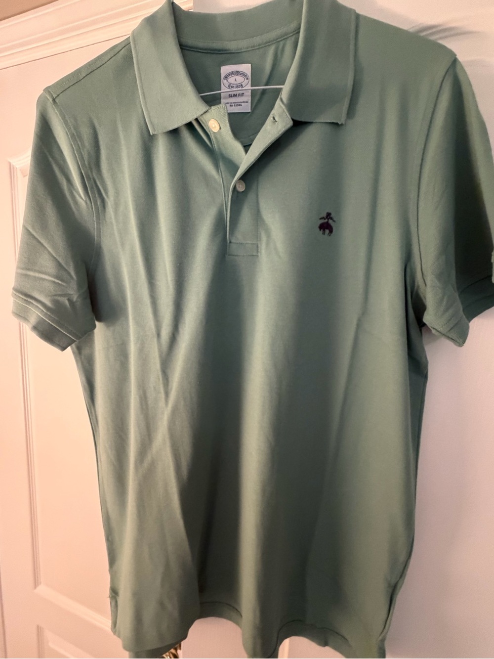 Brooks Brothers Light Sage Green Polo with Embroidered Logo